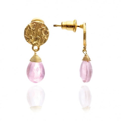 Athena Earrings - Gold with Pink Chalcedony