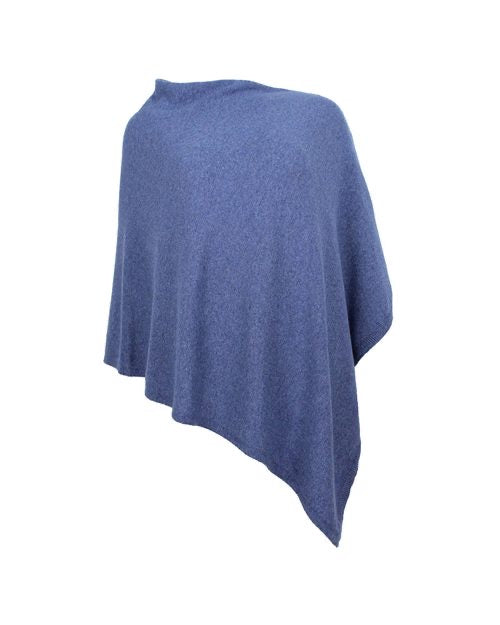Cashmere Blend Poncho - Denim Blue