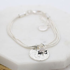 Shiny Silver Chain Bracelet with Charm