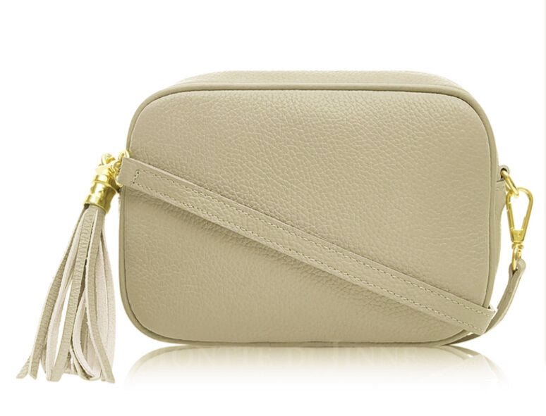 Leather Crossbody Bag - Light Taupe