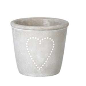 Planter - Grey Cement With Hearts