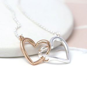 Silver Plated Necklace with Interlocking Hearts