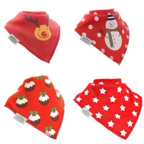 Fun absorbent baby bandana - Christmas Reds