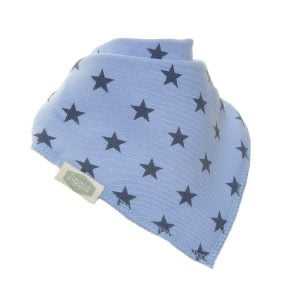Fun absorbent baby bandana - Navy stars on blue