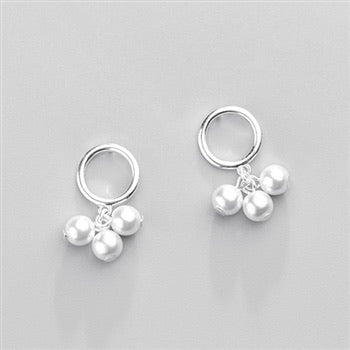 Sterling Silver Hoop & Pearl Earrings