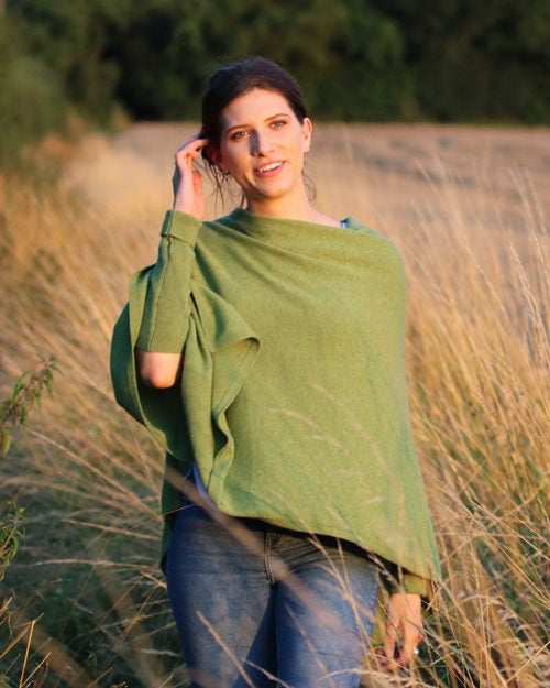 Cashmere Blend Poncho - Verdant Green