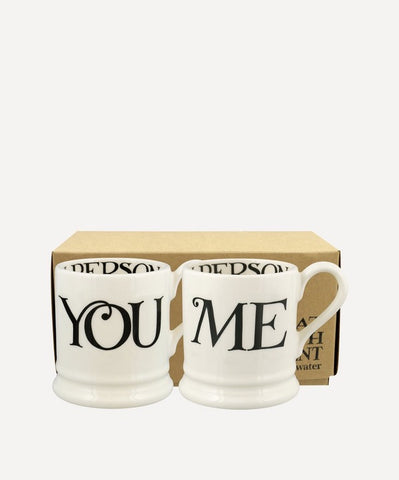 Emma Bridgewater Black Toast 'You & Me' Set of 2 1/2 Pint Mugs Boxed