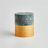 Winter Thyme Gold Dipped Pillar Candle