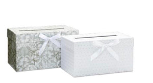 Wedding Card Post Box - Grey floral