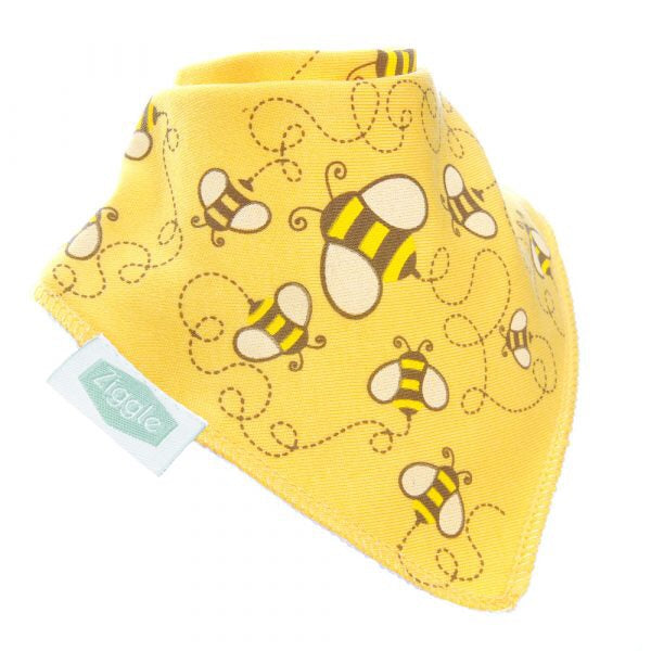 Fun absorbent baby bandana - stylish cream Honeybees