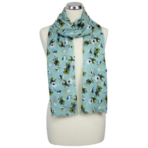 Scarf With Flowers - Duck Egg