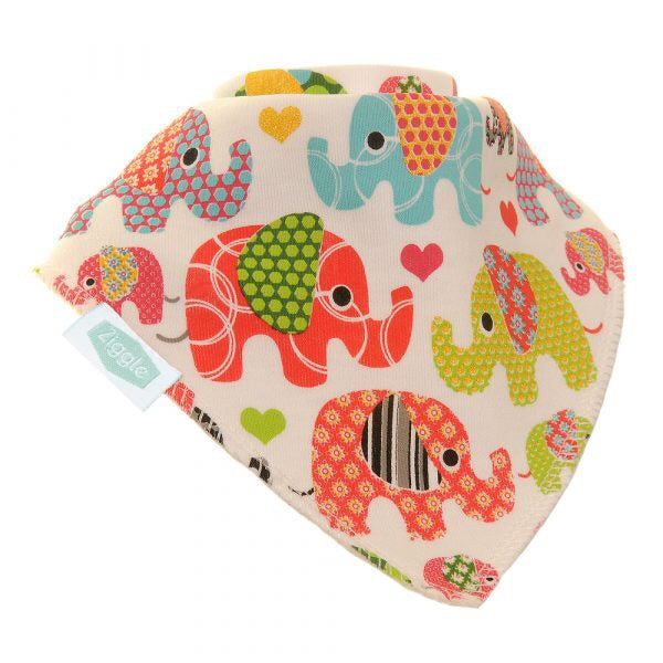 Fun absorbent baby bandana - ethnic elephants
