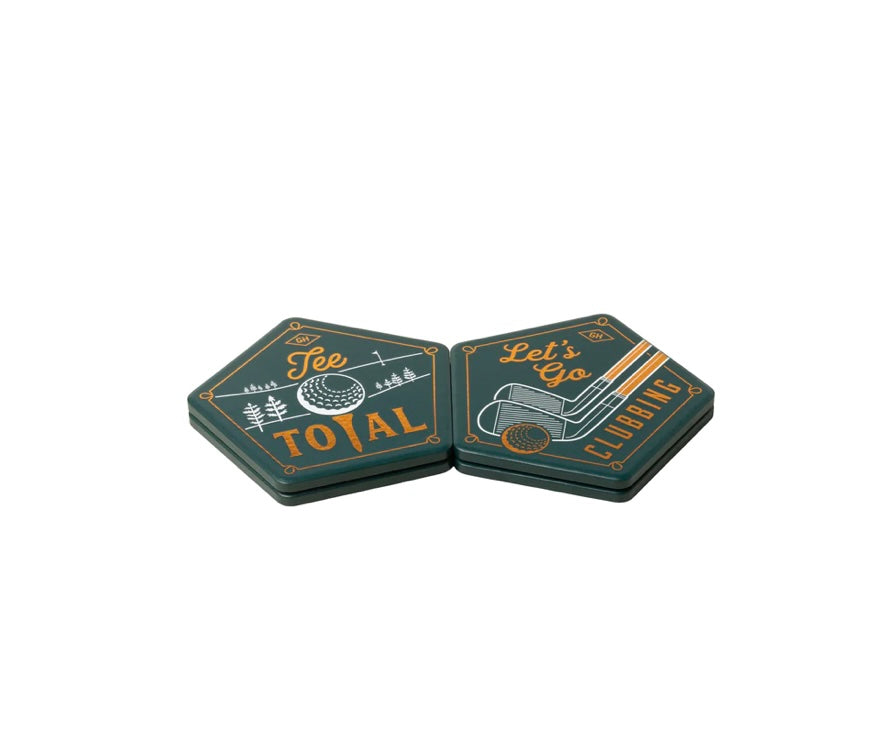 Set of 4 Ceramic Coasters - Golf