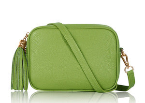 Leather Crossbody Bag - Lime Green