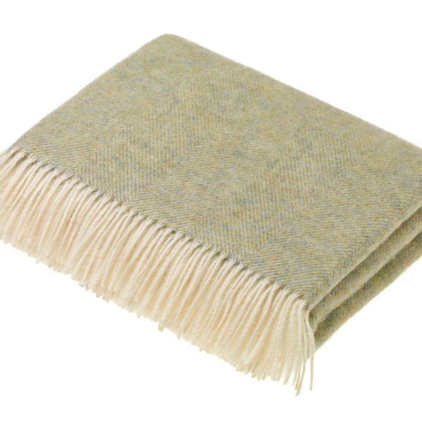 Bronte Herringbone Shetland Throw - Light Sage