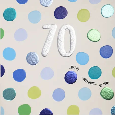 70th Birthday - Blue Polka Dot