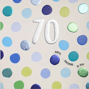 70th Birthday - Blue Polka Dot