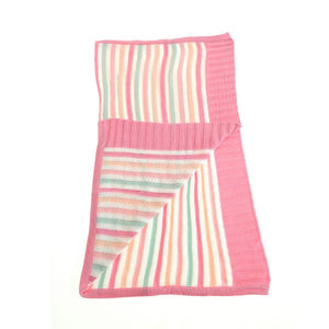 Blanket - pink and green stripe knit blanket