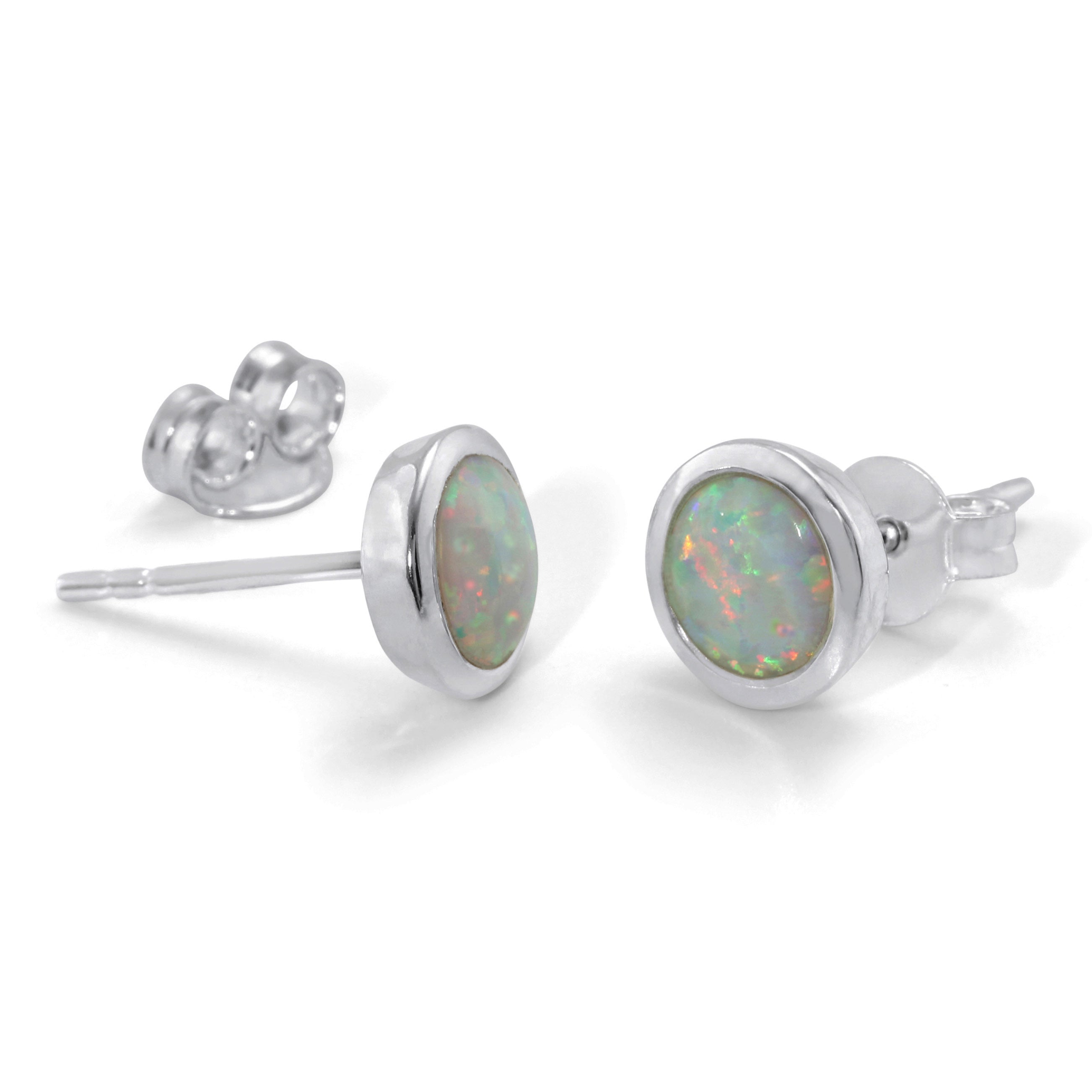 Sterling Silver White Opalite Stud Earrings
