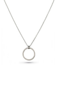 Silver Midi Brushed Hoop Necklace