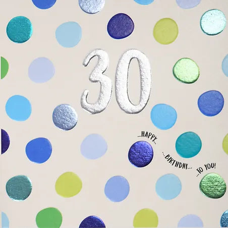 30th Birthday - Blue Polka Dot