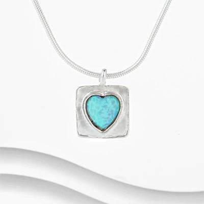 Pale Opalite Sterling Silver Heart Pendant