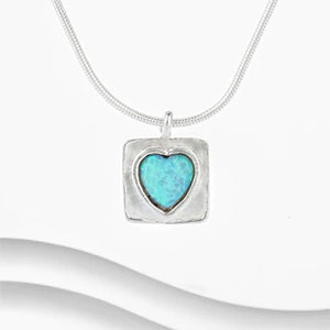 Pale Opalite Sterling Silver Heart Pendant