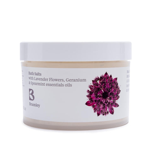Bath Salts 250g - with Lavender Flowers, Geranium & Spearmint essential oils