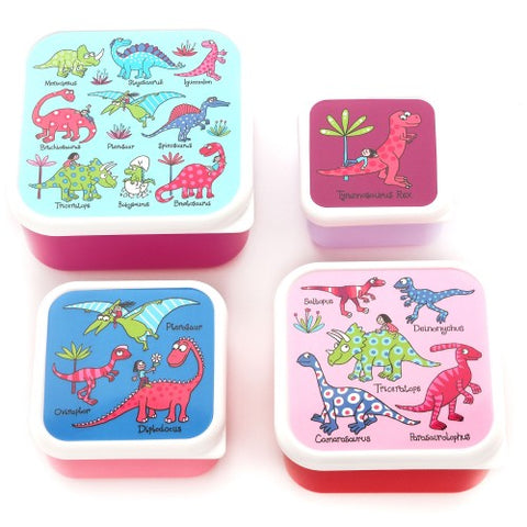 Set of 4 Snack boxes - Dino Pink