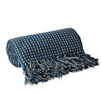 Teal Woven Stab Stitch Cotton Throw