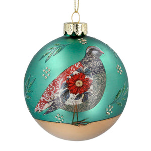 Christmas Arts and Crafts Partridge/Pheasant Glass Ball