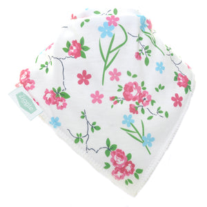 Fun absorbent baby bandana - Flowers on White