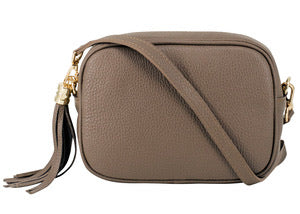Leather Crossbody Bag - Dark Taupe