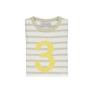 Striped Number T Shirt - Sand & White 3-4 Years