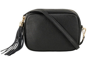 Leather Crossbody Bag - Black