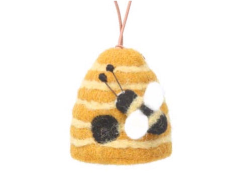 Mixed Wool Beehive With Bee Decoration