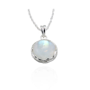 Sterling Silver Moonstone Round Pendant