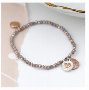 Crystal Bracelet with Two Tone Heart
