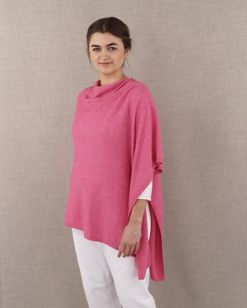Cashmere Blend Poncho - Cashmere Rose Pink