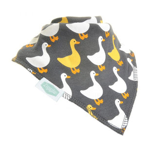 Fun absorbent baby bandana - farm geese on grey