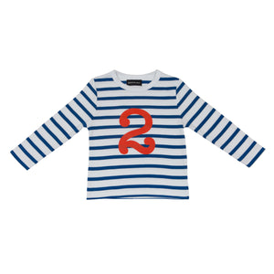 Striped Number T Shirt - French Blue & White 2-3 Years