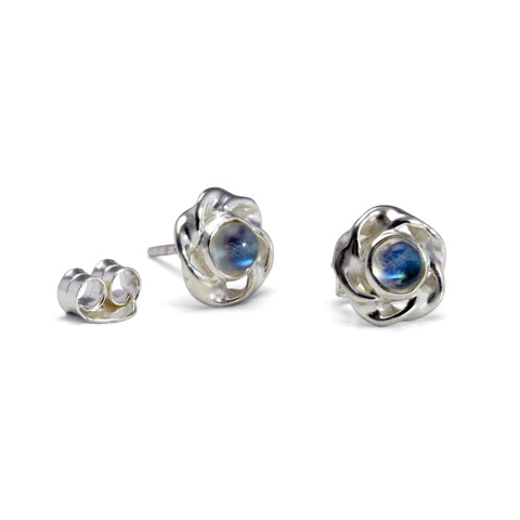 Sterling Silver Floral Moonstone Earrings