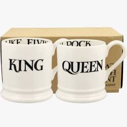 Emma Bridgewater Black Toast King & Queen Set Of 2 1/2 Mugs