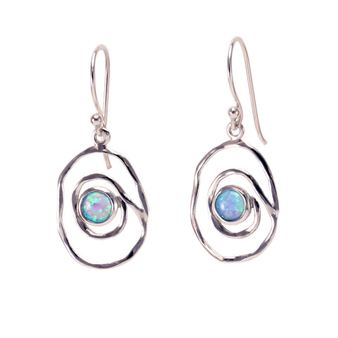 Blue Opalite & Sterling Silver Spiral Earrings