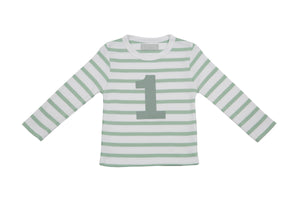 Striped Number T Shirt - Seafoam & White 1-2 Years