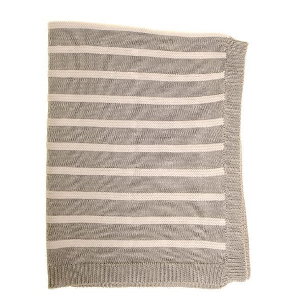 Blanket - grey stripe knit blanket