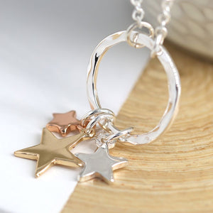 Silver Plated Necklace with Triple Stars