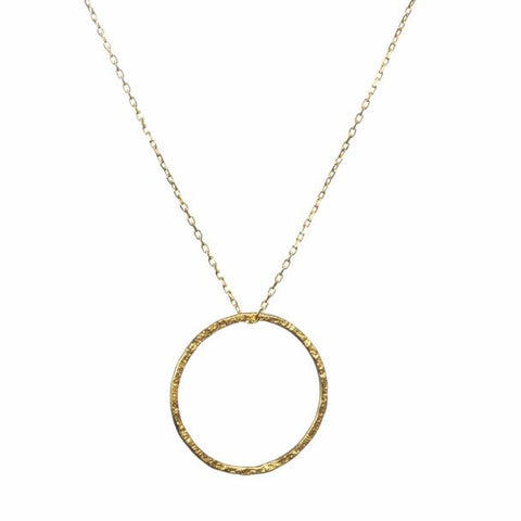 Gold Hammered Hoop Necklace