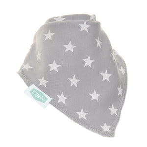 Fun absorbent baby bandana - grey with white stars