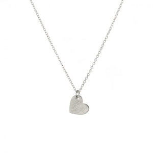 Silver Brushed Heart Necklace